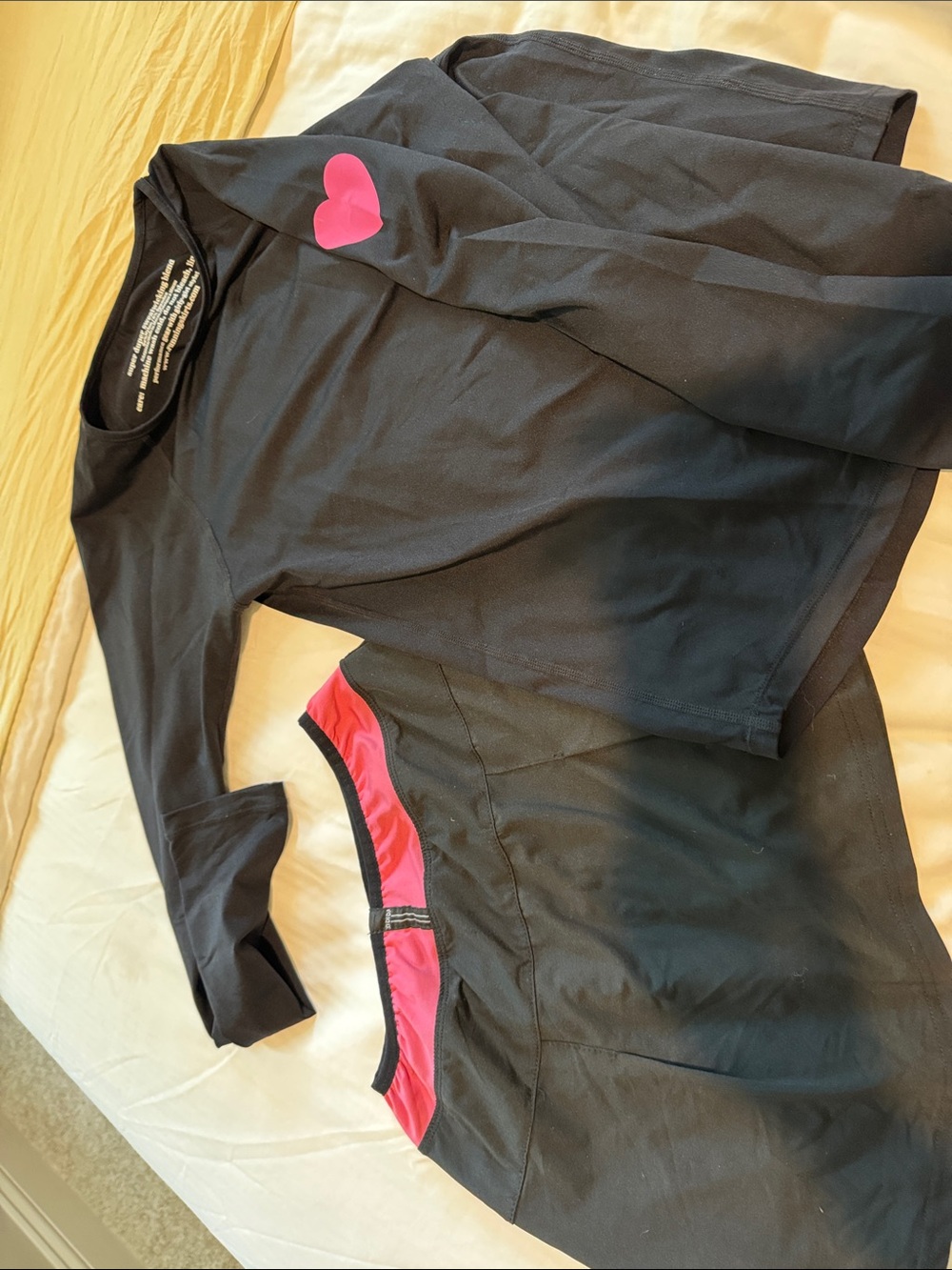 Running skirts Black Women's top with Pink Heart Accent and skirt S